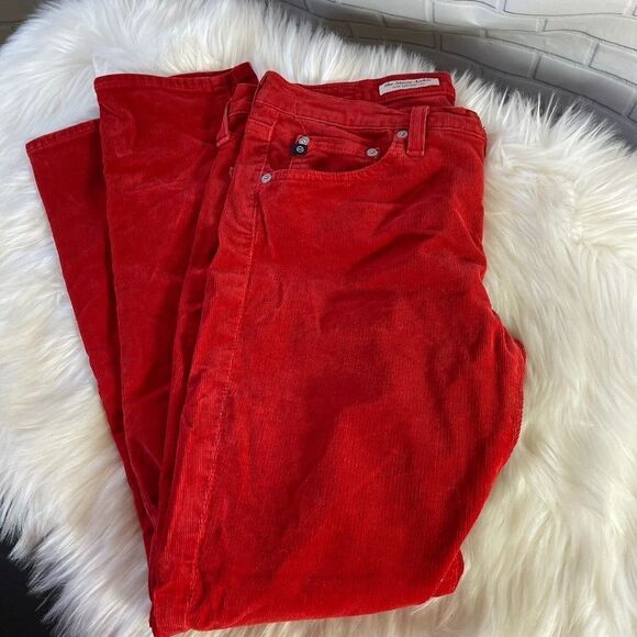 AG The Stevie Ankle Red Corduroy Cropped Jeans - Picture 2 of 12